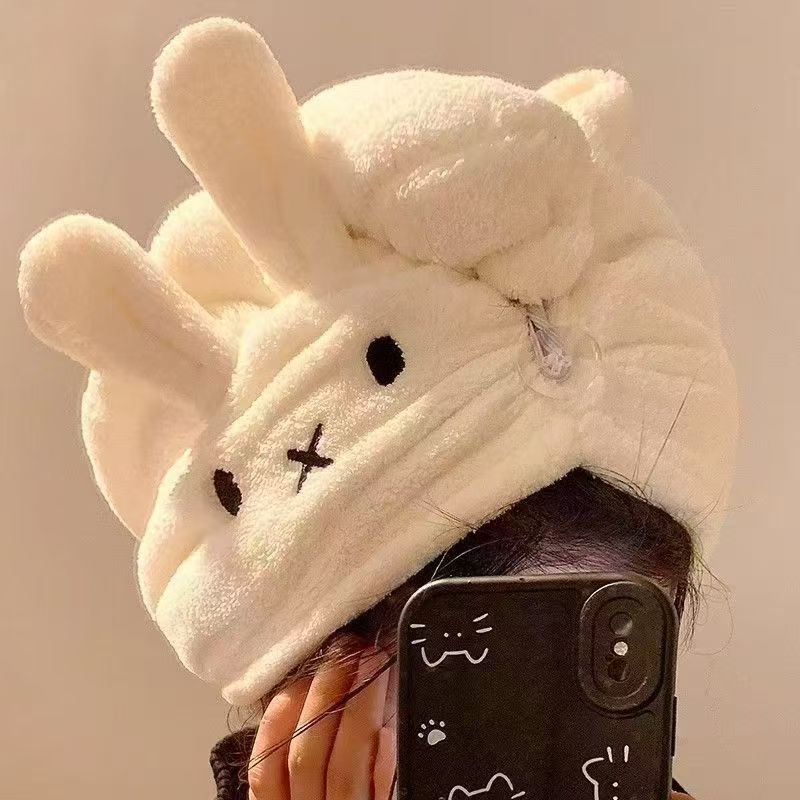 Hair Care Good Hair - Niedliche Hasenohren-Haube Miffy Trockenhaarkappe mit dickem