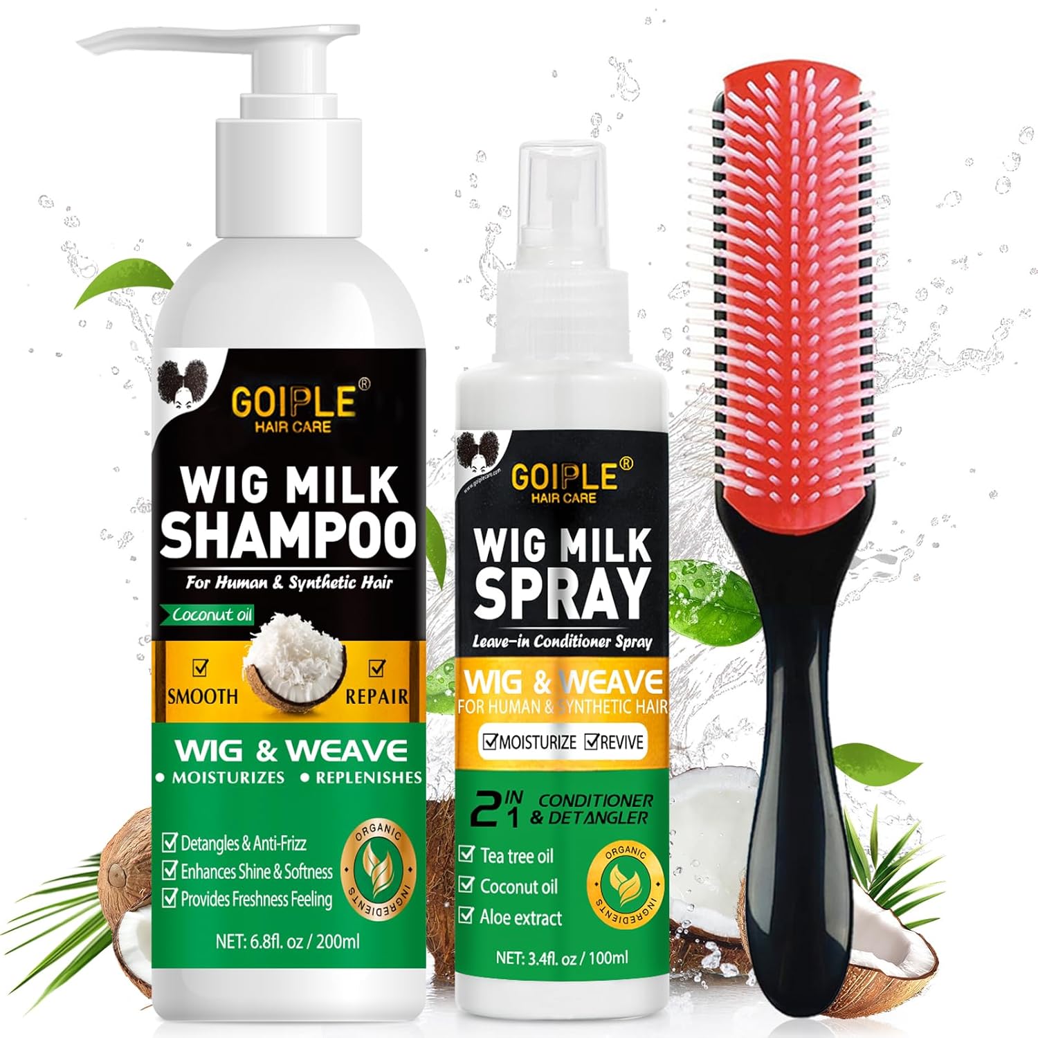Hair Care Kit - GOIPLE 3-in-1 Perückenpflege-Set mit Shampoo, Conditioner-Spray