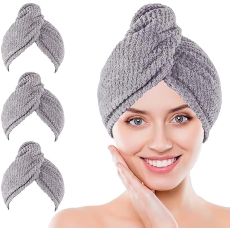 Hair Turban Towel - Super saugfähige, schnell trocknende Haarhandtuch-Wickel-Turban-Kappe für