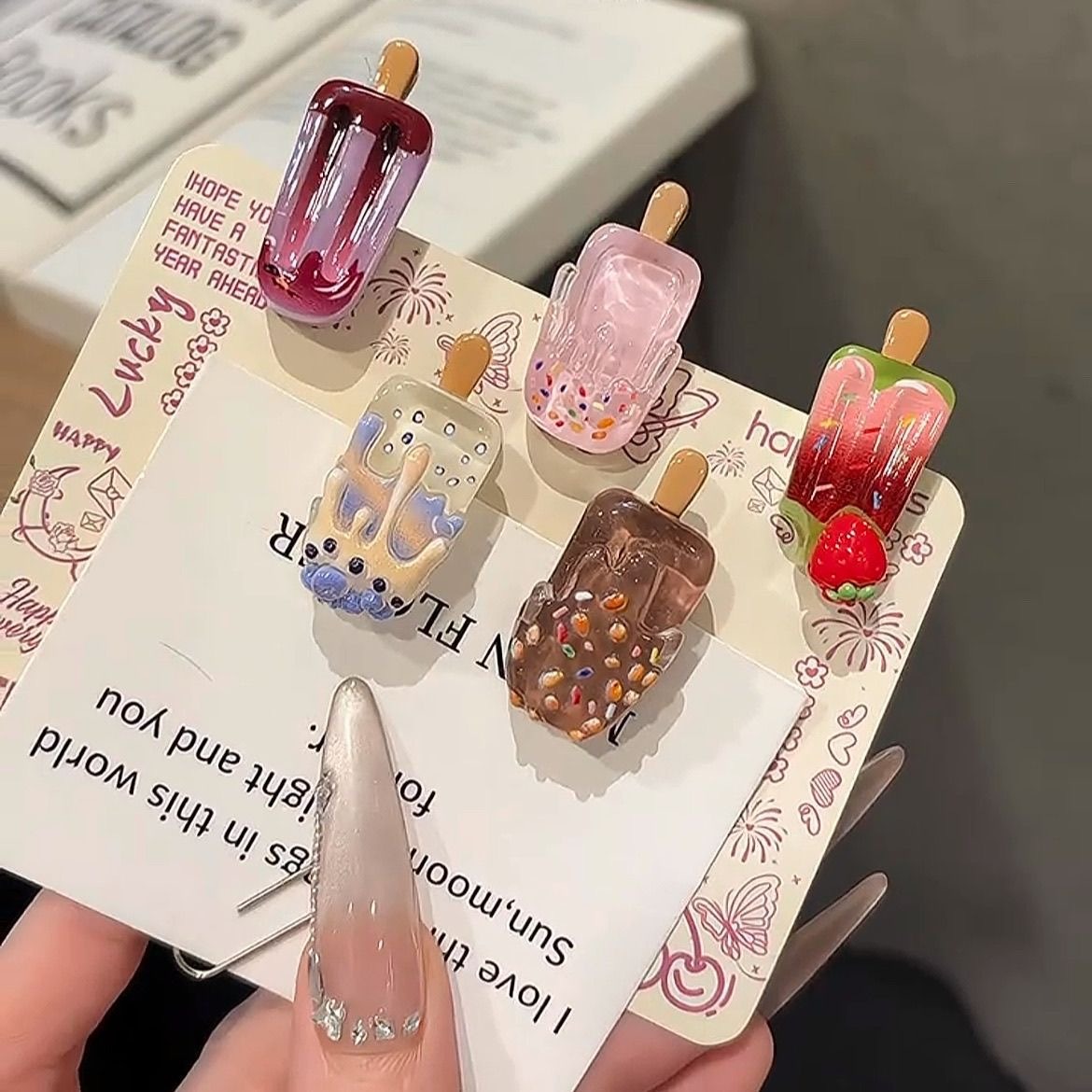 Hair Care Lotion - 5er-Set Mini-Eiscreme-Haarspangen: Süße, ausgefallene Eis am