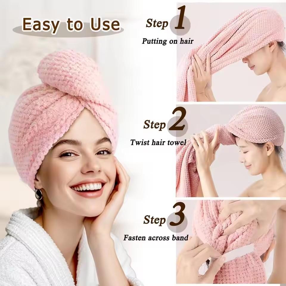 Super saugfähiges Korallen-Sam – Hair Turban Towel Bewertung und Preis